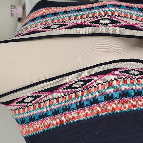 Crown & Ivy Aztec Print Open Front Border Cape/Cardigan - Picture 3 of 9